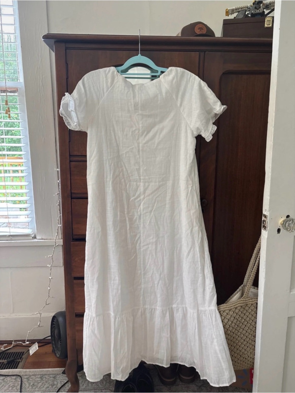 Roolee White Button-Front Maxi Dress with Embroidered Yoke - Picture 5 of 5